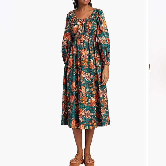 ULLA JOHNSON Helena Empire-Waist Midi Dress Sz 0 - Picture 1 of 4